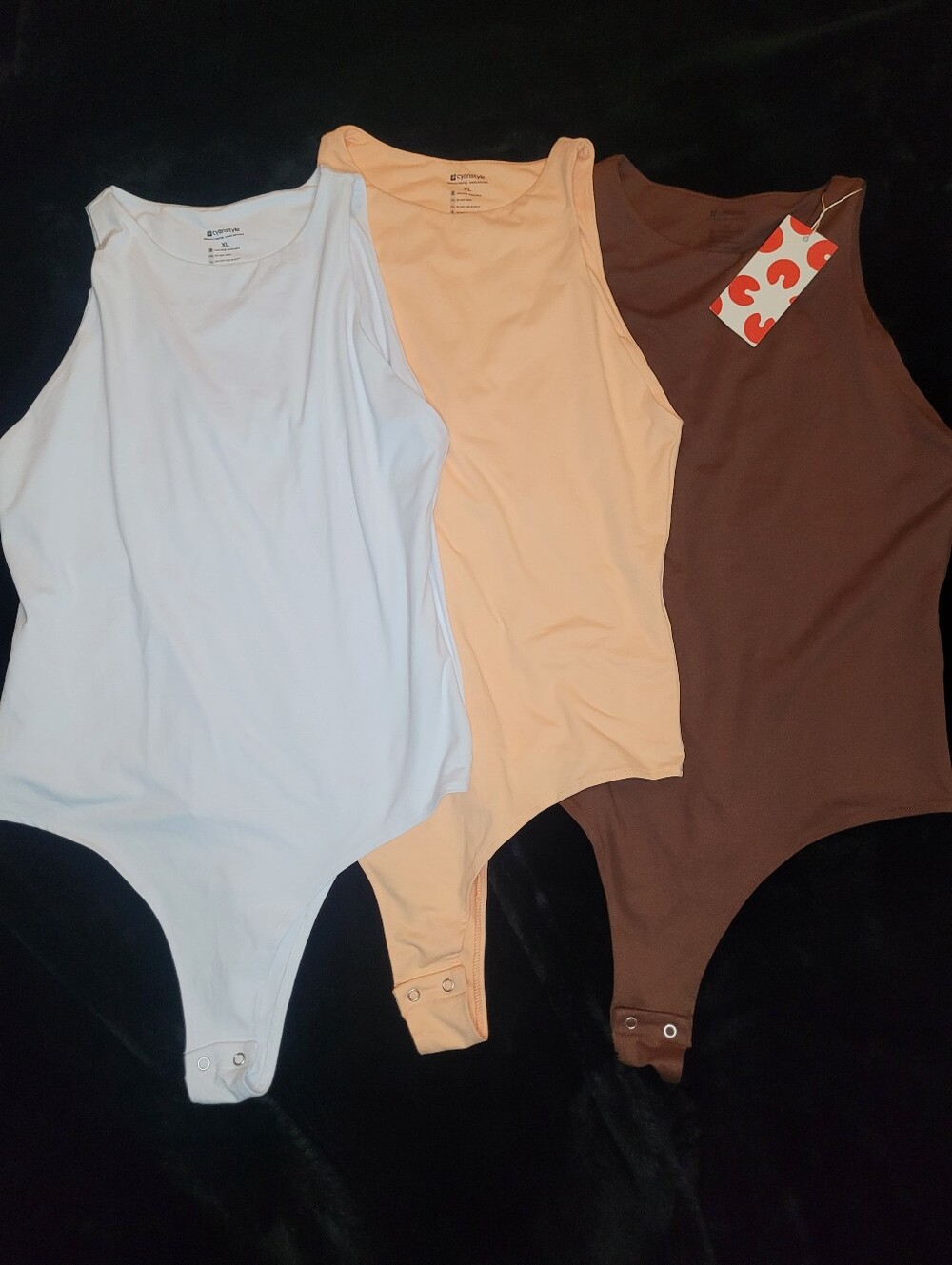 CYANSTYLE Bodysuits-include 3 Bodysuits 1 Brown, 1 Peach, 1 White. All New SZ 10